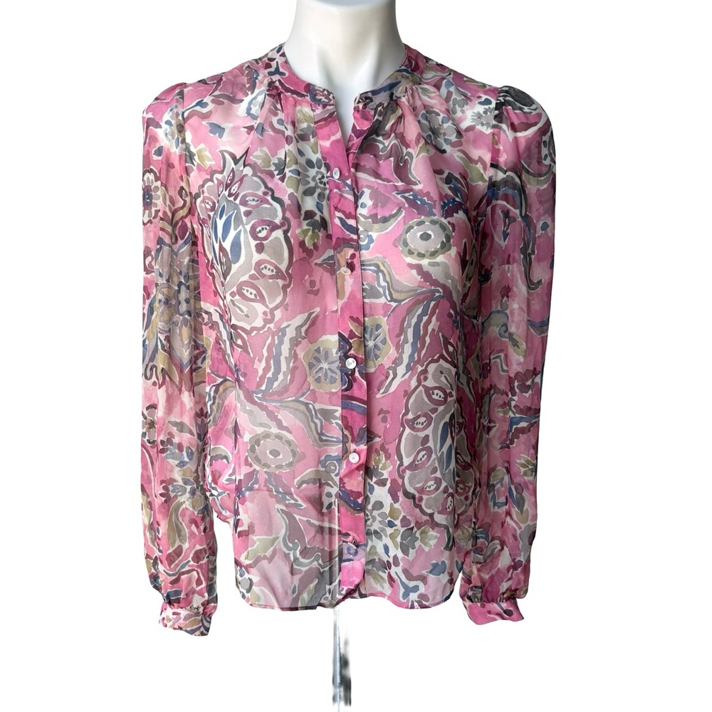 Veronica Beard Ashlynn Silk Top in Rose Multi, Sz 2 - Picture 2 of 16